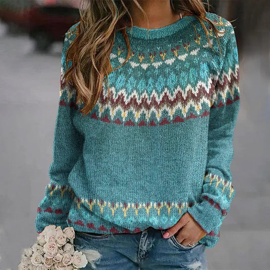 Maglione donna Bellina con stampa ondulata e stile retrò, look moderno e originale