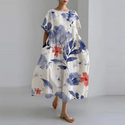 Abito da donna lungo in tessuto leggero, casual ed elegante