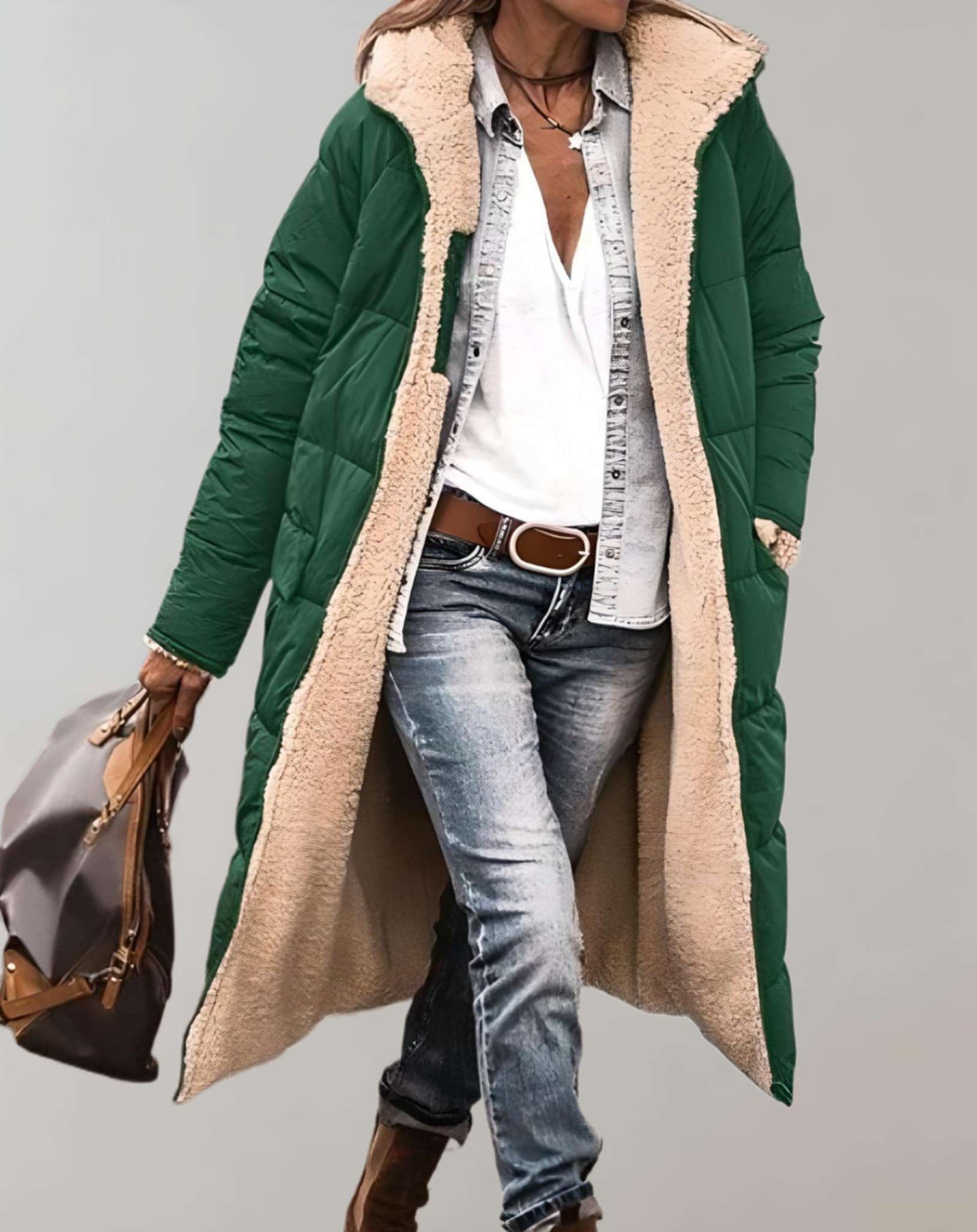 Cappotto lungo donna Giuliana elegante con fodera in pile