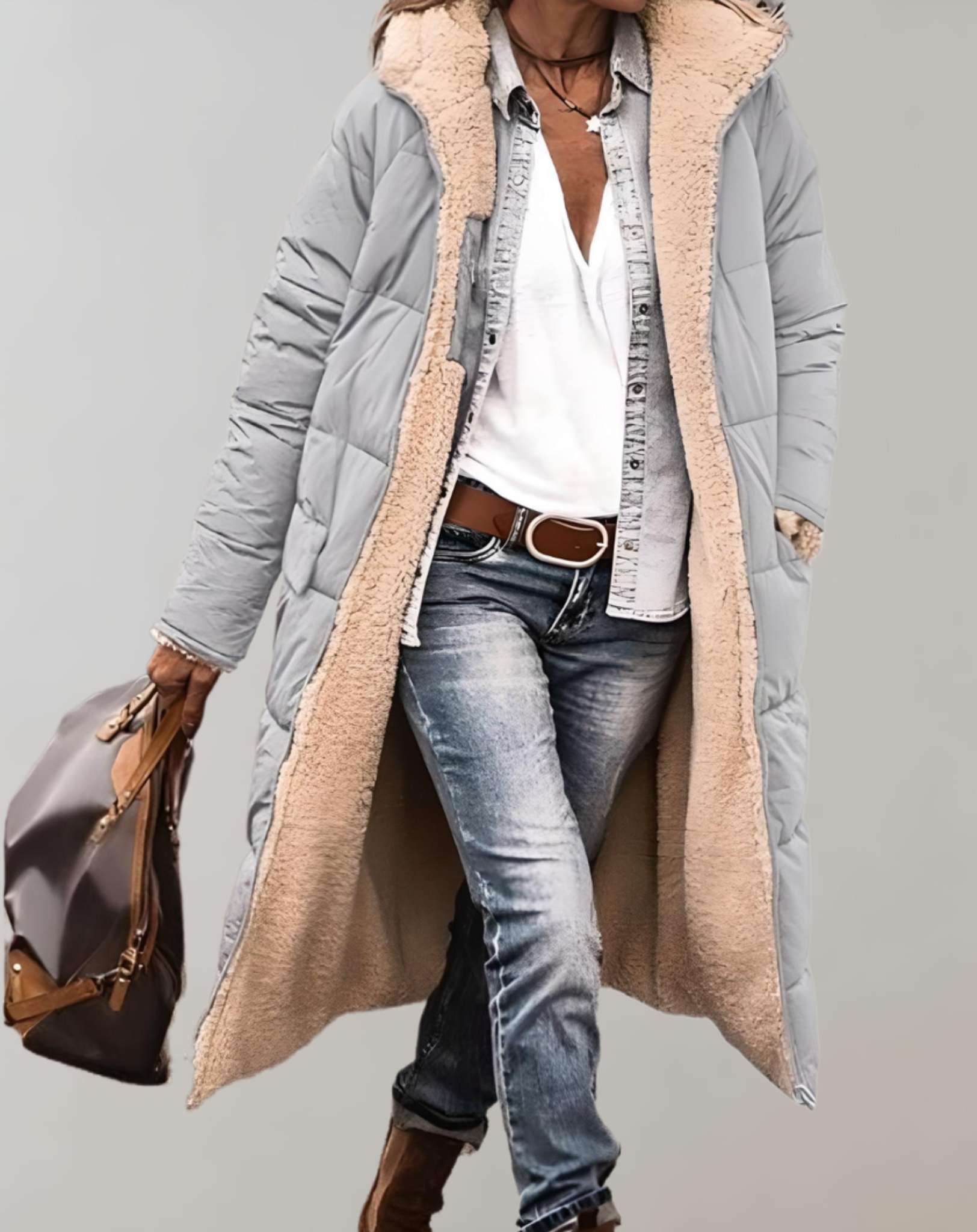 Cappotto lungo donna Giuliana elegante con fodera in pile