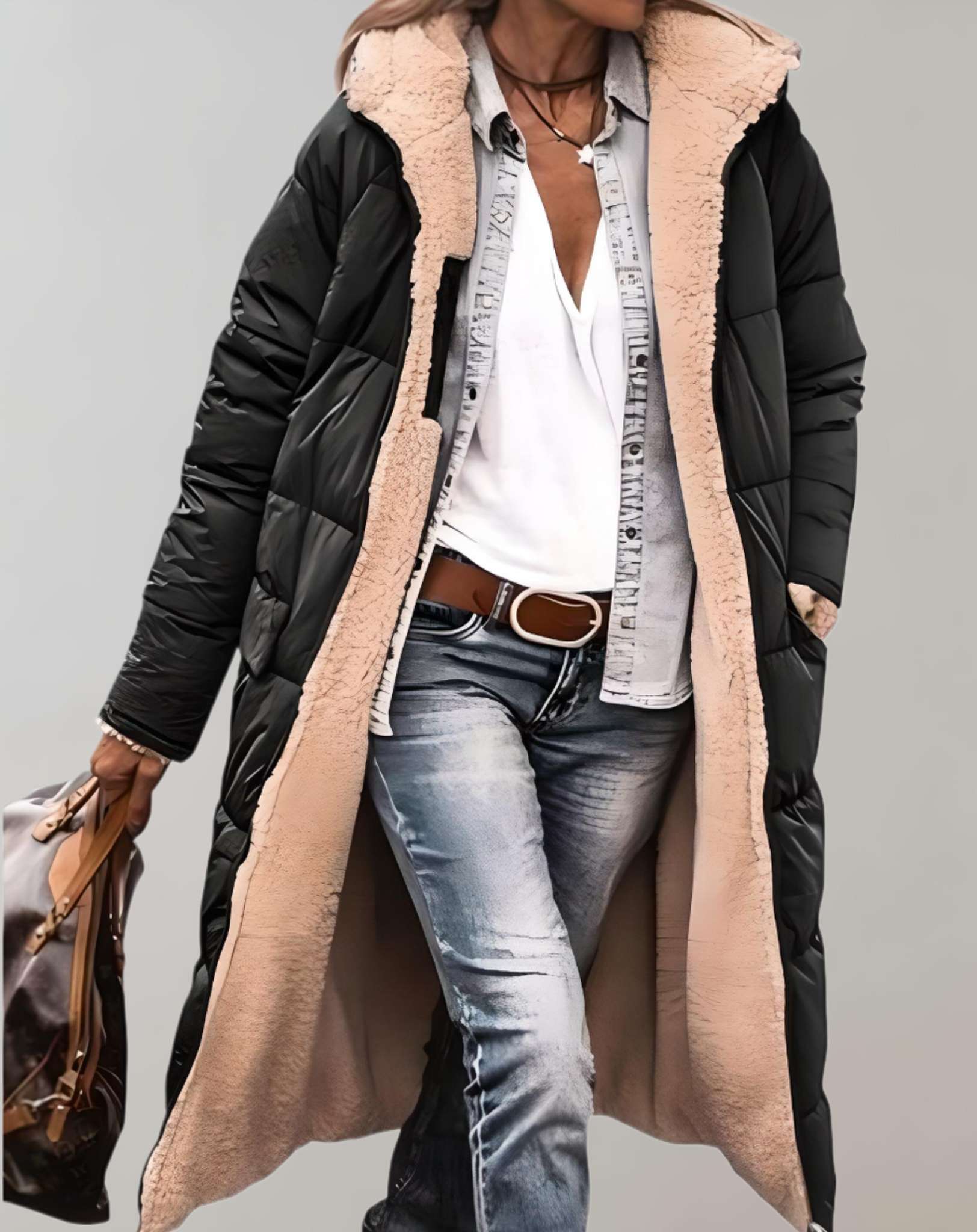 Cappotto lungo donna Giuliana elegante con fodera in pile