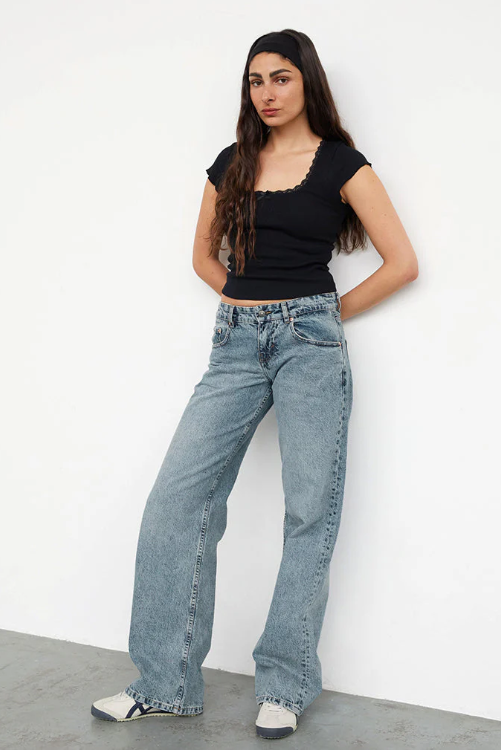 Jeans donna Ginevra a vita bassa blu classico