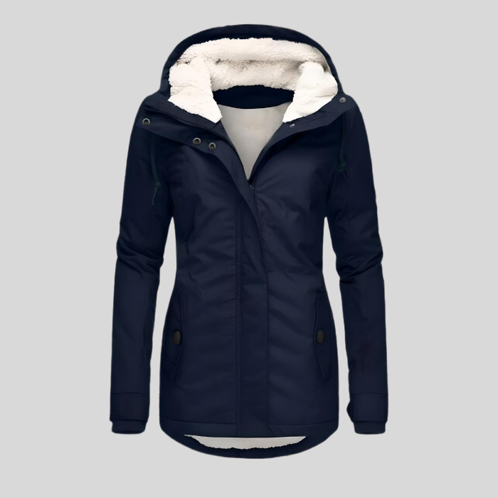 Cappotto impermeabile Gilda donna con cappuccio e colletto alto