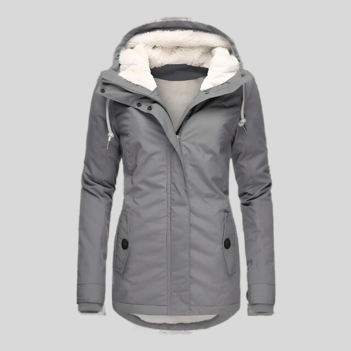 Cappotto impermeabile Gilda donna con cappuccio e colletto alto