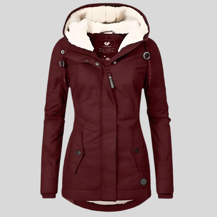 Cappotto impermeabile Gilda donna con cappuccio e colletto alto