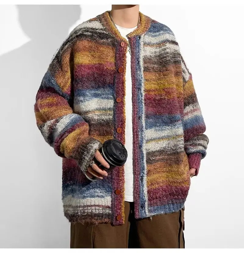 Maglione uomo Enzino in stile patchwork con girocollo classico e design a contrasto, look originale e versatile