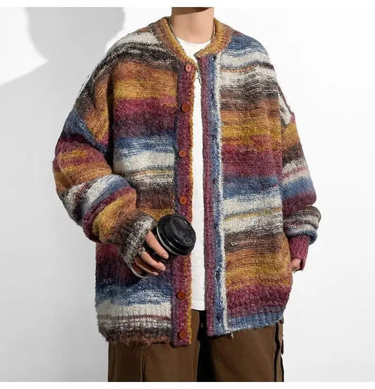 Maglione uomo Enzino in stile patchwork con girocollo classico e design a contrasto, look originale e versatile