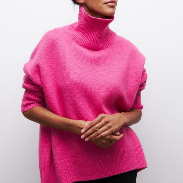 Maglia da donna a collo alto calda e versatile
