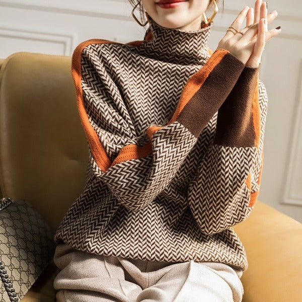 Maglione da donna caldo e morbido con fantasia colorata