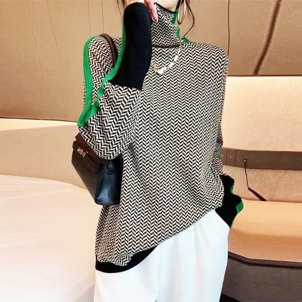 Maglione da donna caldo e morbido con fantasia colorata