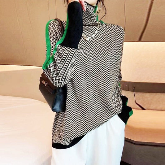 Maglione da donna caldo e morbido con fantasia colorata