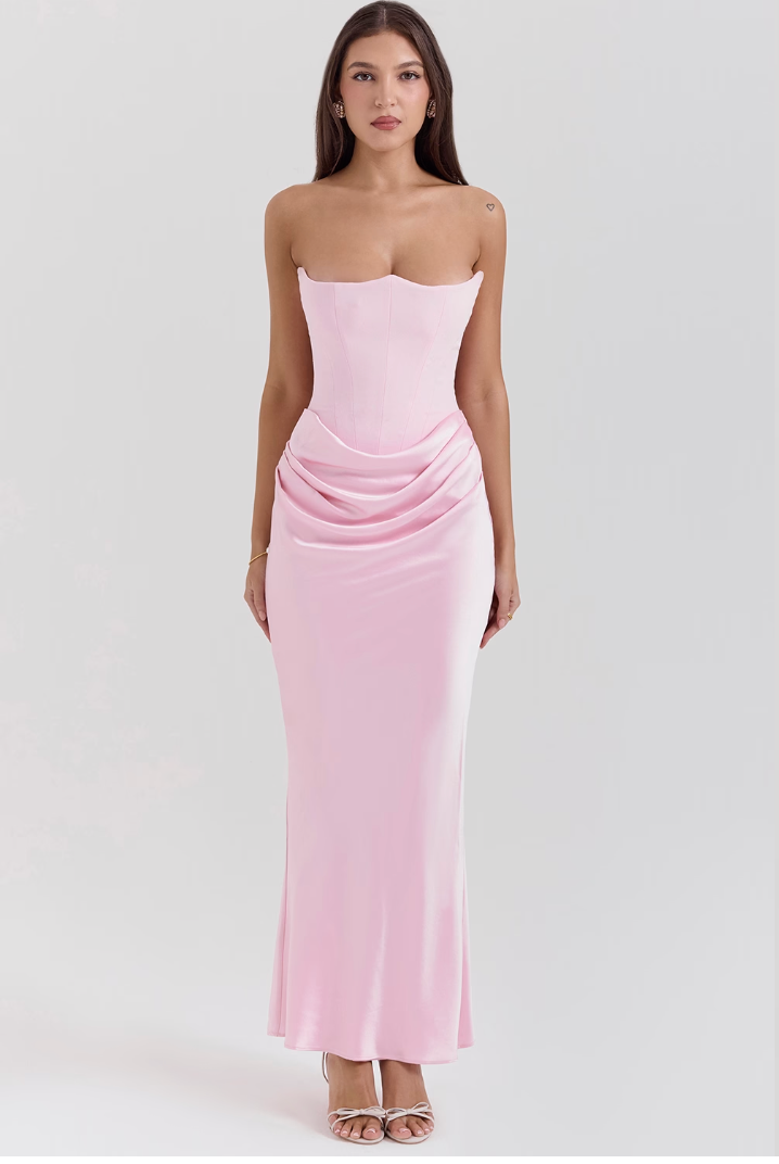 Abito lungo elegante Shayla senza maniche in stile corsetto