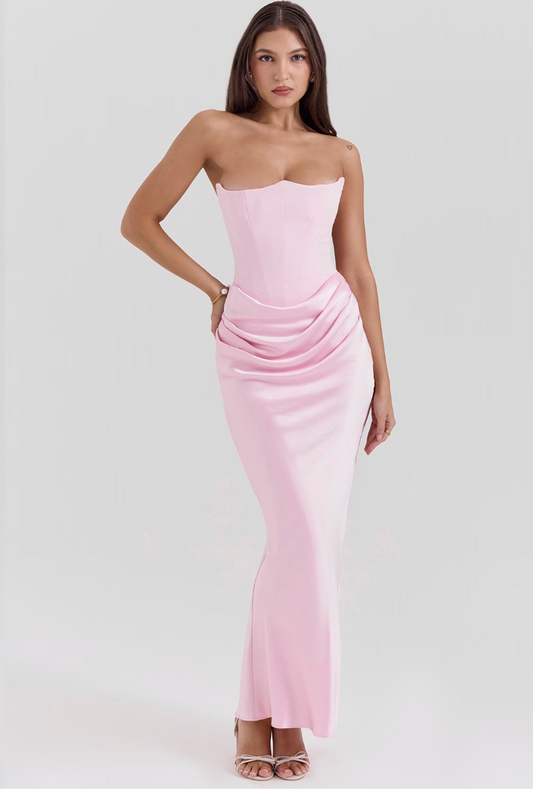 Abito lungo elegante Shayla senza maniche in stile corsetto