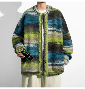 Maglione uomo Enzino in stile patchwork con girocollo classico e design a contrasto, look originale e versatile