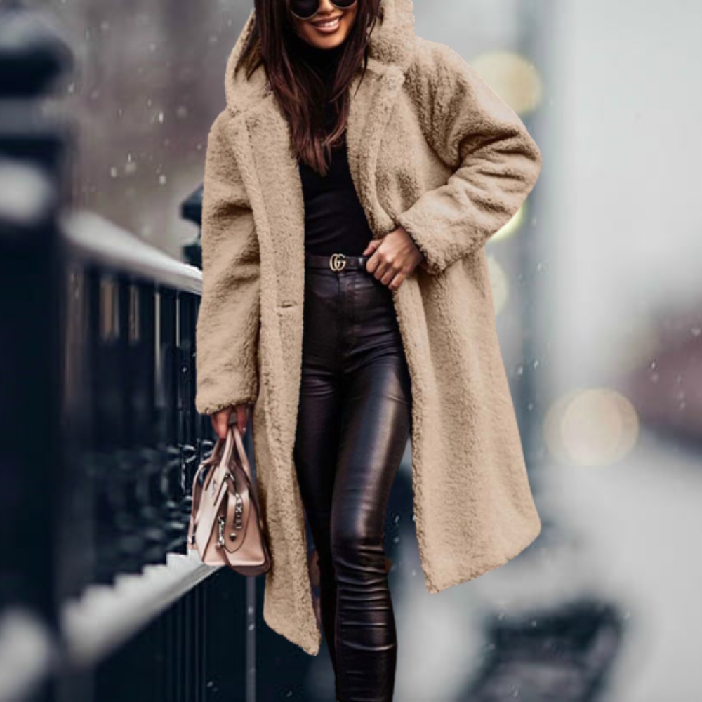 Cappotto lungo donna Filomena in tessuto polar, elegante e avvolgente