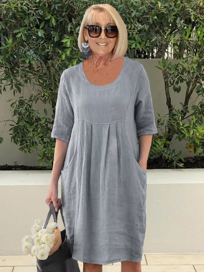 Hanna | Abito lungo oversize in cotone con tasche eleganti