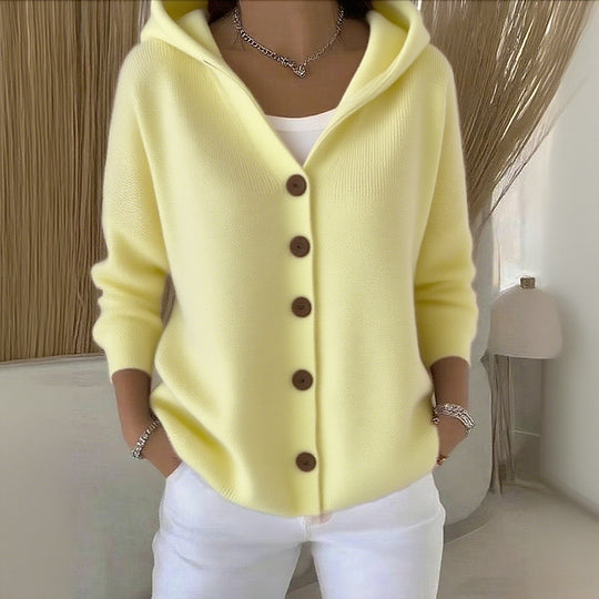 Fiorella | Cardigan con Bottoni e Cappuccio