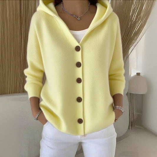Fiorella | Cardigan con Bottoni e Cappuccio