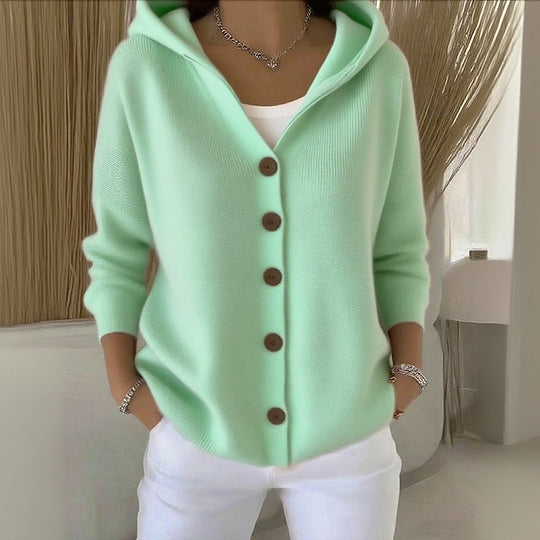 Fiorella | Cardigan con Bottoni e Cappuccio
