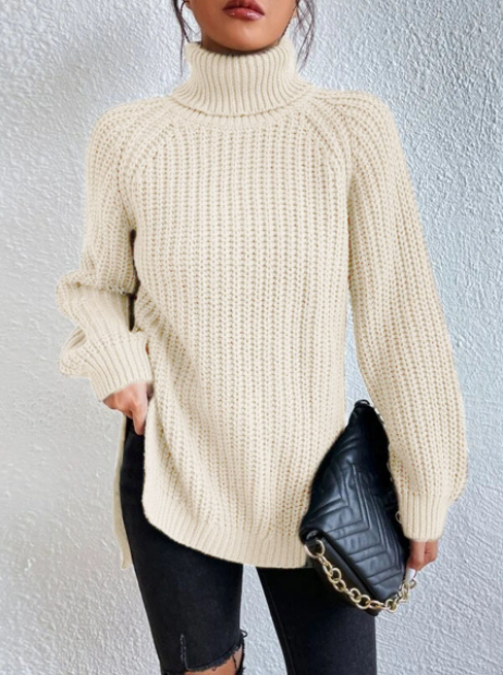 Maglione donna Rosella a collo alto testurizzato, elegante e versatile