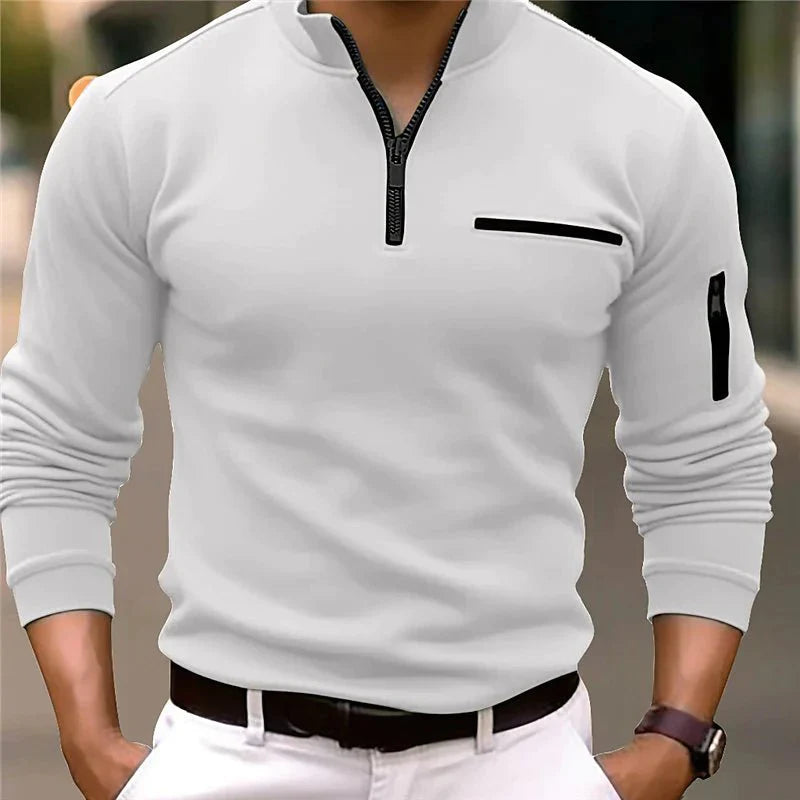 Polo da uomo con colletto con zip Matteo in vestibilità elegante