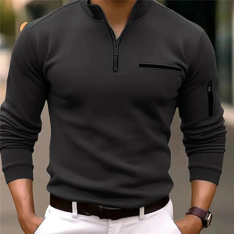 Polo da uomo con colletto con zip Matteo in vestibilità elegante