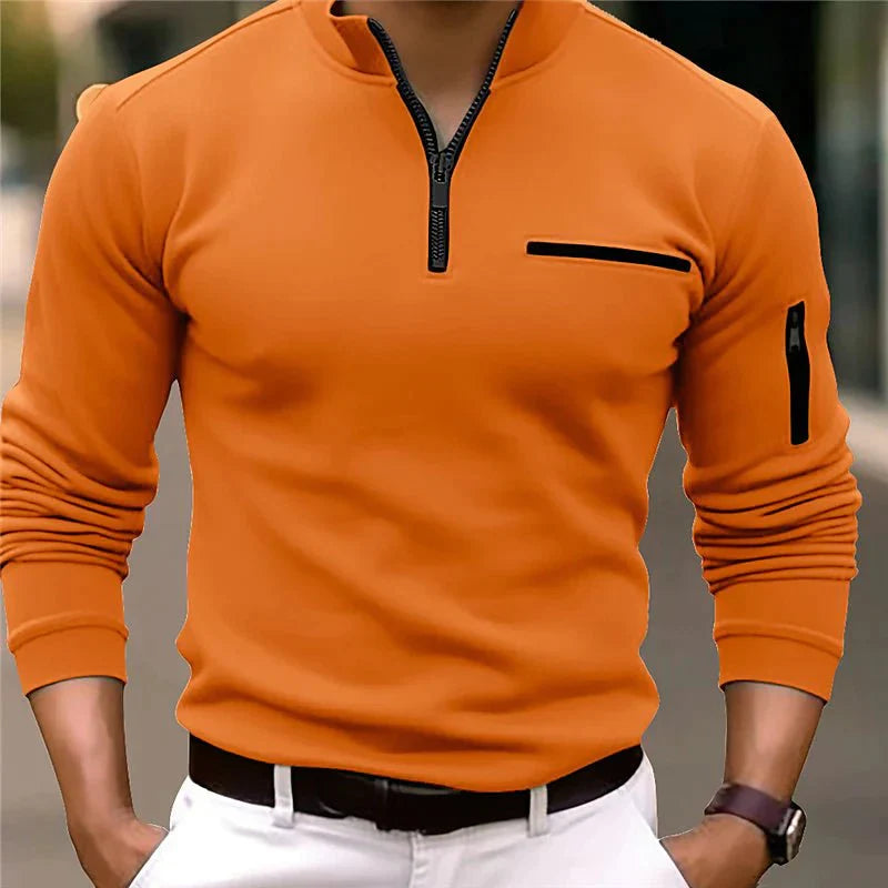Polo da uomo con colletto con zip Matteo in vestibilità elegante