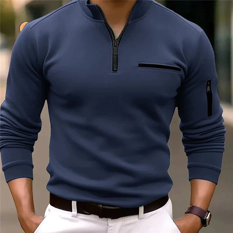 Polo da uomo con colletto con zip Matteo in vestibilità elegante