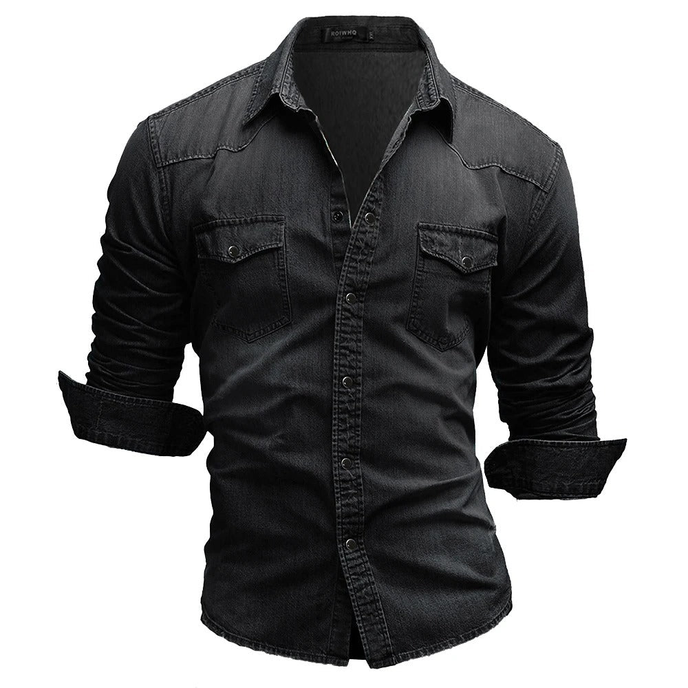 Camicia in denim uomo Alessandro con tasche sul petto