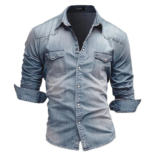 Camicia in denim uomo Alessandro con tasche sul petto